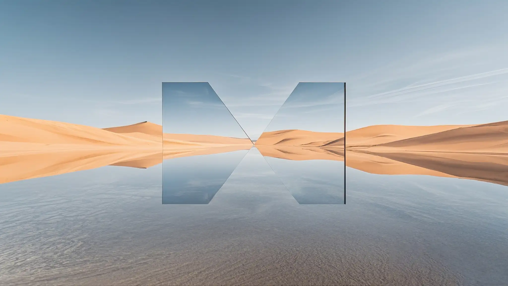 沙漠，镜面，反射，留白